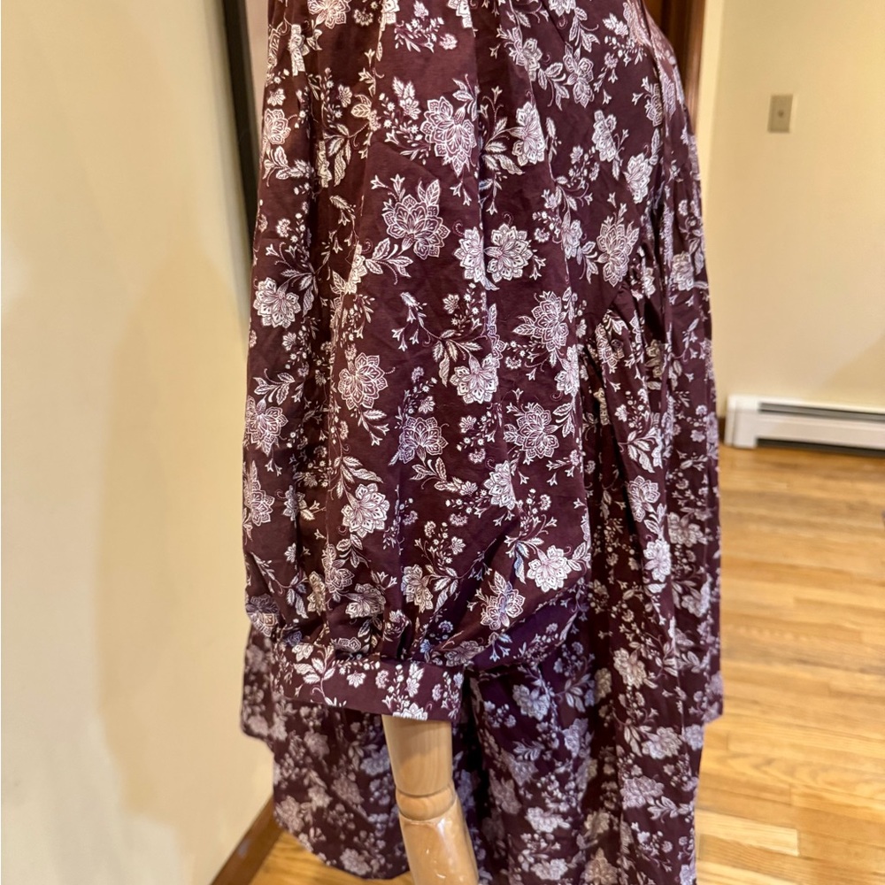 Madewell billowy maroon dress with white floral detail - Picture 7 of 11
